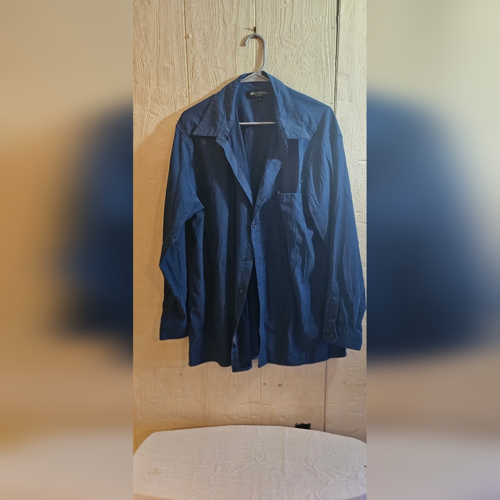 Men's Blue Brandini lecollezioni ; Size XL Button Down Dress Shirt